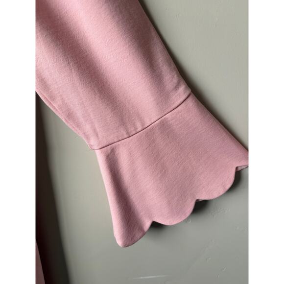 NWT Talbots Pink 3/4 Bell Sleeve Scalloped Hem Ponte Sheath Midi Dress Sz 12 - Picture 7 of 9